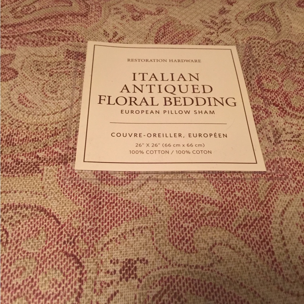 Restoration Hardware Antique Floral Euro Pillow Sham.